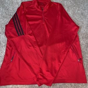 men’s red adidas track zip up sweater